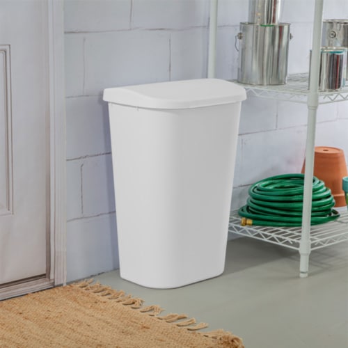 Sterilite 11.3 Gal Lift Top Lid Wastebasket Kitchen Trash Can, White (12 Pack) Perspective: top