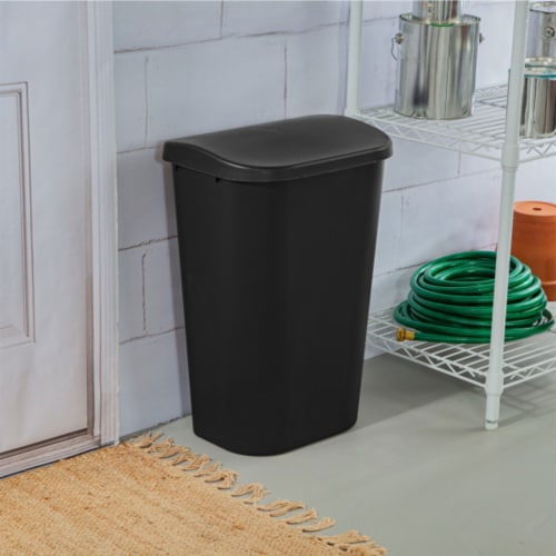 Sterilite 11.3 Gal Lift Top Lid Wastebasket Kitchen Trash Can, Black (12 Pack) Perspective: top
