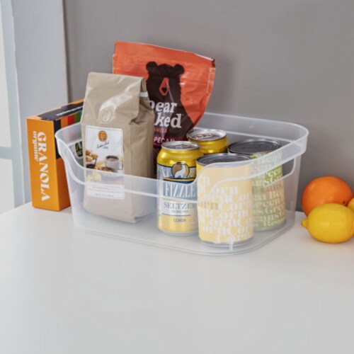 Sterilite 5.25 x 9.5 x 13 Inch Open Storage Bin w/ Carry Handles, Clear (8 Pack) Perspective: top