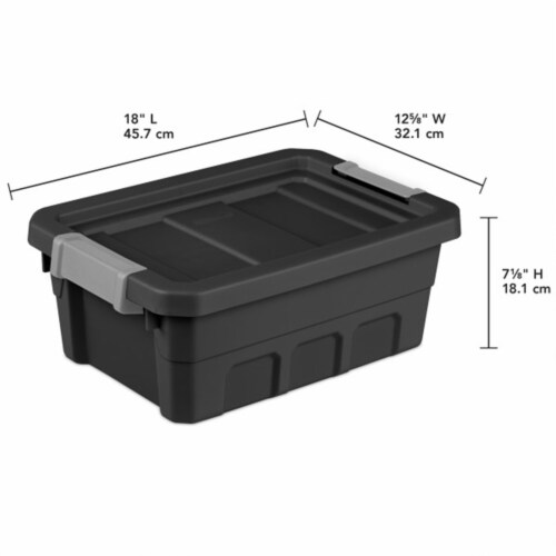 Sterilite 19 Gal Rugged Industrial Stackable Storage Tote w/ Lid, Black, 18  Pack, 1 Piece - Ralphs