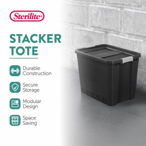 Sterilite 27 Gal Rugged Industrial Stackable Storage Tote w/ Lid, Black, 12  Pack, 1 Piece - Fry's Food Stores