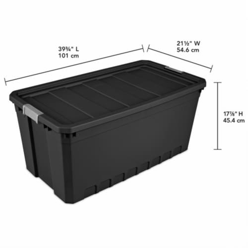 Sterilite 7.5 Gal Rugged Industrial Storage Totes w/ Latch Lids, Black (6 Pack)