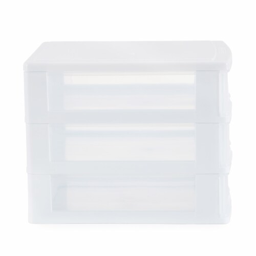 Gracious Living Clear Mini 3 Drawer Desk Organizer with White Finish, 3  Pack, 1 Piece - Baker's