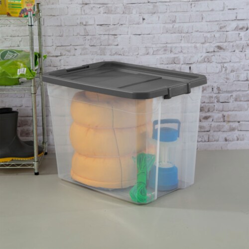Sterilite 108 Qt Clear Stacker Storage Container Tote w/ Latching Lid, 12 Pack Perspective: top