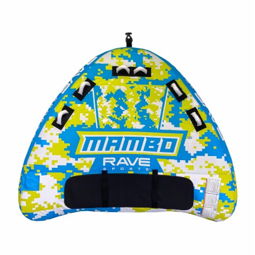 RAVE Sports Mass Frantic 4 Rider Boat Innertube + Mambo 3 Rider Inflatable Float Perspective: top
