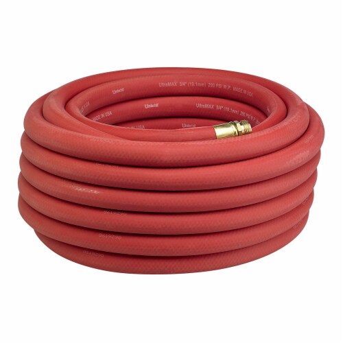 Underhill Ultramax Red 50 Foot Garden Hose w/ Proline Master Gold 7 Spray Nozzle Perspective: top