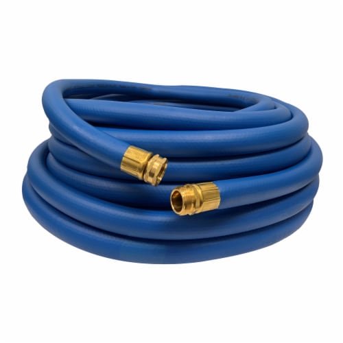 Underhill Ultramax 75 Ft Garden Hose, Blue w/ Proline Master Gold 7 Spray Nozzle Perspective: top