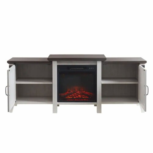 Edyo Living 63in Freestanding Wooden Electric Fireplace TV Stand Console, Grey Perspective: top