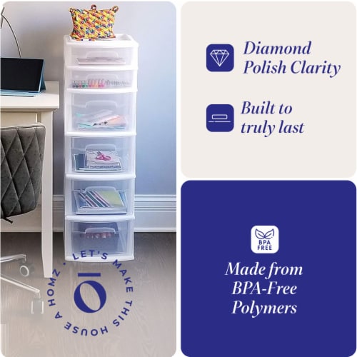 Homz Plastic 4 Drawer Medium Home Storage Container, Clear Drawers