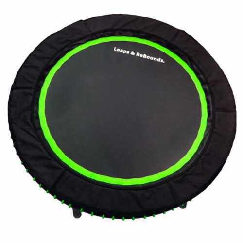 LEAPS & REBOUNDS 48 Adjustable Stability Bar with 48 Fitness Trampoline, Green Perspective: top