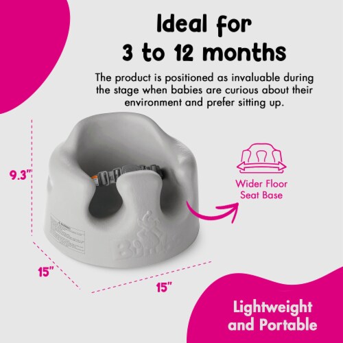 Bumbo Infant Soft Foam Floor Seat with 3 Point Adjustable Harness, Gray (2 Pack) Perspective: top