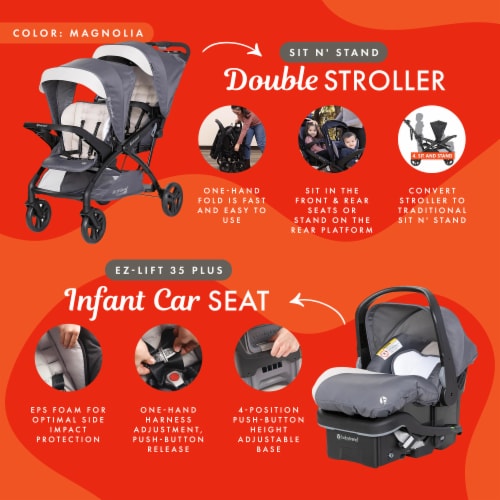 Baby Trend Sit N Stand Double Stroller with EZ Lift Car Seat 2