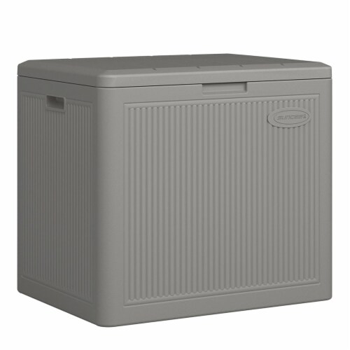 Suncast 22 Gallon Indoor Outdoor Small Patio Deck Storage Box, Stoney (3 Pack) Perspective: top