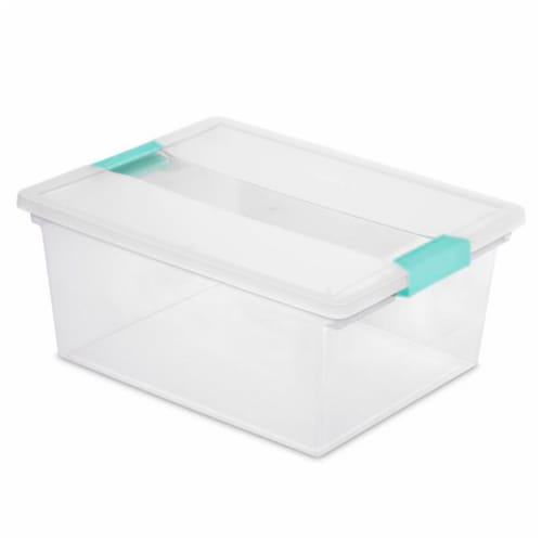 Sterilite Medium Clear Storage Tote, 4 Pack, & Large Clear Storage Tote, 4 Pack Perspective: top