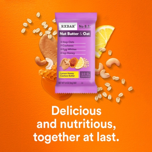 RXBAR Nut Butter and Oat Lemon Honey Cashew Butter Protein Bars Perspective: top