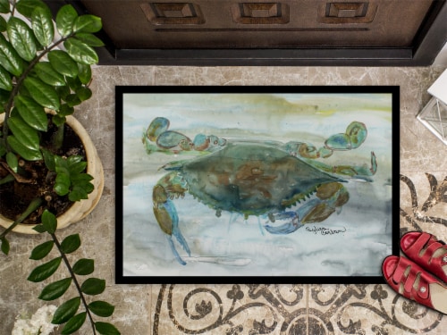 Carolines Treasures SC2002MAT Crab a leg up Watercolor Doormat 18x27 Perspective: top