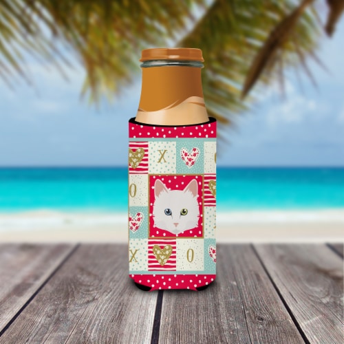 Carolines Treasures CK5175MUK Turkish Angora Cat Love Ultra Hugger for slim can Perspective: top