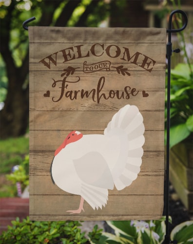 Carolines Treasures  CK6927GF White Holland Turkey Welcome Flag Garden Size Perspective: top