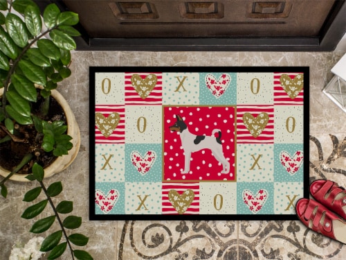 Carolines Treasures CK5899JMAT Toy Fox Terrier Love Doormat 24x36, Red Perspective: top