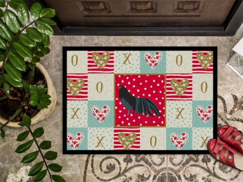Carolines Treasures  CK5260MAT Sumatra Chicken Love Indoor or Outdoor Mat 18x27, Perspective: top