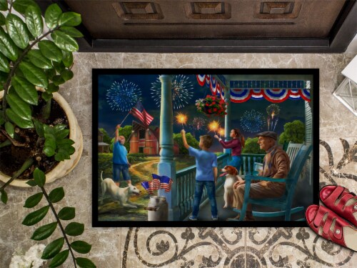 Carolines Treasures PTW2073JMAT 4th of July at Grandpa's USA Doormat 24x36 Perspective: top