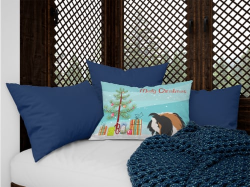 Sheba Guinea Pig Merry Christmas Canvas Fabric Decorative Pillow Perspective: top