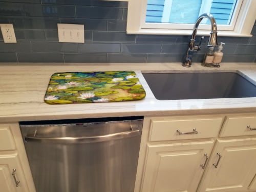 Carolines Treasures FHC1001DDM Waterlillies Dish Drying Mat Perspective: top