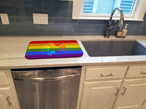 Carolines Treasures CK8021DDM Gay Pride Love Hands Dish Drying Mat Perspective: top