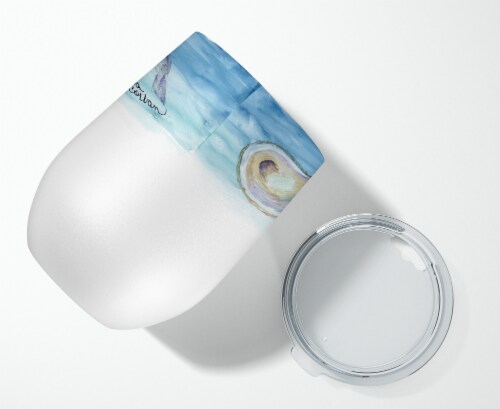 Crabs Shrimp and oysters Stainless Steel 12 oz Stemless Wine Glass Perspective: top