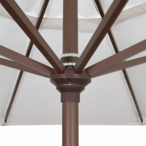 California Umbrella Market Patio Umbrella With Auto Tilt and Crank Lift - Charcoal/Matted White Perspective: top