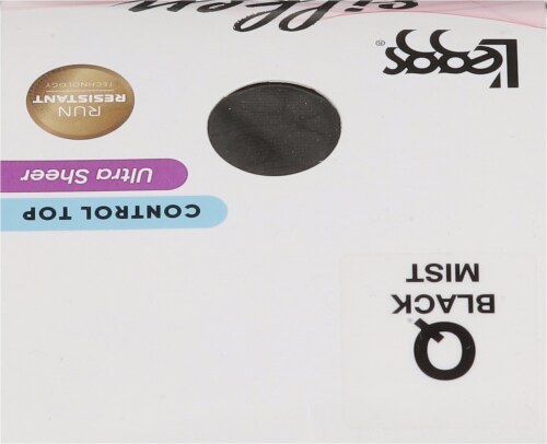 L'Eggs® Silken Mist Ultra Sheer Run Resist Control Top Sheer Toe - Black Mist Perspective: top