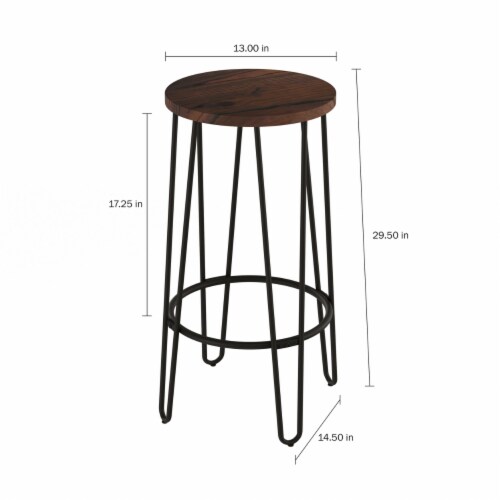 2 Pack Bar Height Stools-Backless Barstools with Hairpin Legs, Wood Seat-Kitchen or Dining Perspective: top