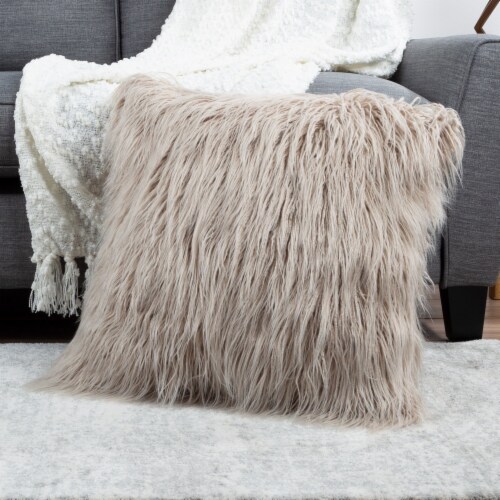Mongolian faux fur throw pillow clearance