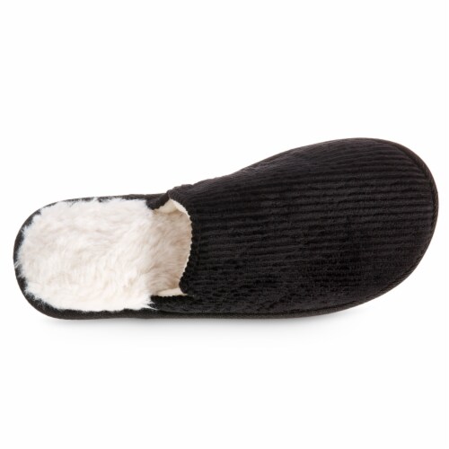 Isotoner® Quilted Velour Emmie Scuff Slipper - Black Perspective: top