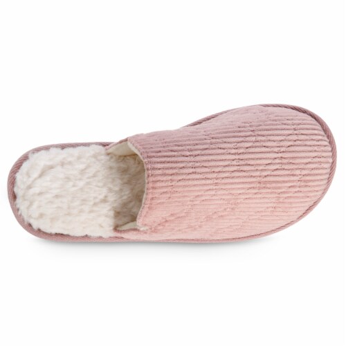 Isotoner® Quilted Velour Emmie Scuff Slippers - Pink Perspective: top