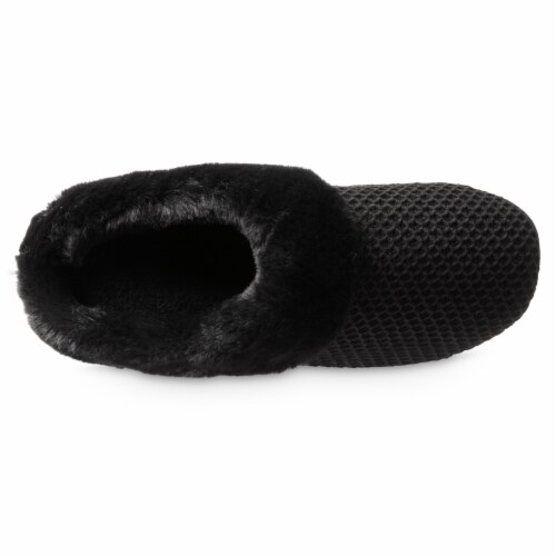 Isotoner® Lara Chenille Hoodback Slipper - Black Perspective: top