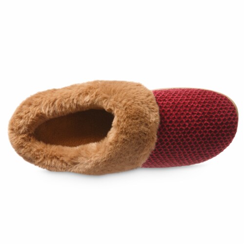 Isotoner® Lara Chenille Hoodback Slippers - Red Perspective: top