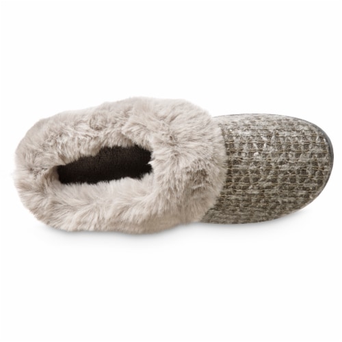 Isotoner® Samantha Sweat Knit Hoodback Slippers - White Perspective: top