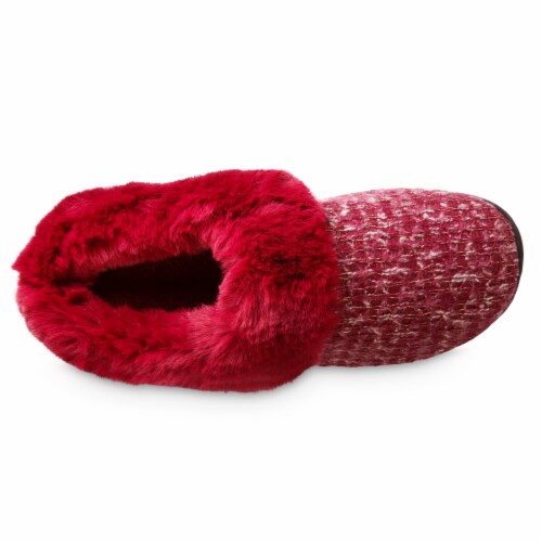 Isotoner® Samantha Sweater Knit Hoodback Slipper - Red Perspective: top