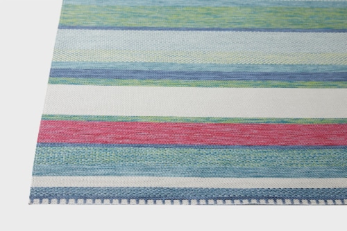 Backyard Bungalow Dania Cecile Indoor-Outdoor Rug - White-Blue Perspective: top