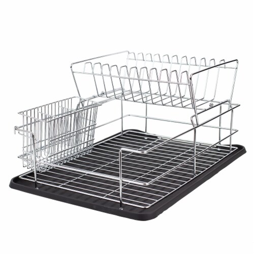 Home Basics 2-Tier Deluxe Steel/Plastic Dish Rack & Reviews