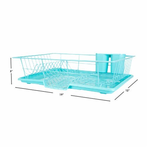 Home Basics 3 Piece Vinyl Coated Steel Dish Drainer with Drip Tray, Silver,  1 Unit - Kroger