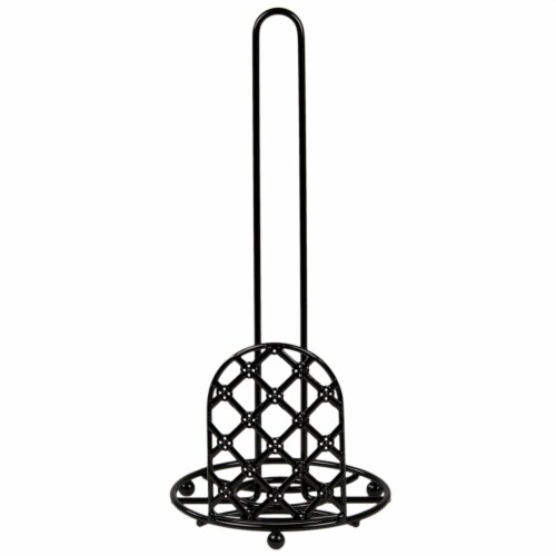 Home Basics Lattice Collection Paper Towel Holder, Black Perspective: top