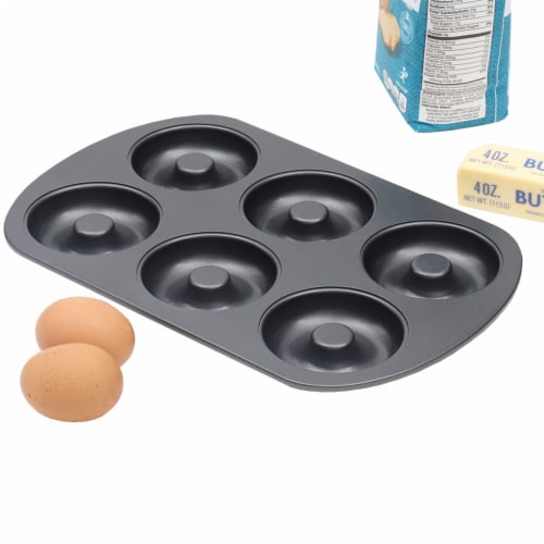 Home Basics 6-Cup Non-Stick Donut Pan, Black Perspective: top