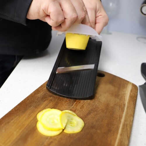 Home Basics Plastic Mandolin Slicer with Handle, Black Perspective: top