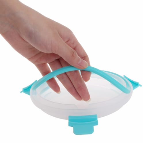 Home Basics 32 oz Borosilicate Glass  Food Storage Meal Prep Storage Container, Turquoise Perspective: top