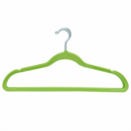 Home Basics 10-Piece Velvet Hangers, Green Perspective: top