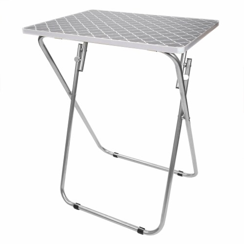 Home Basics Lattice Multi-Purpose Foldable Table, Grey/White Perspective: top