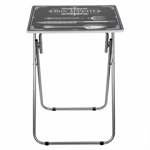 Home Basics Bon Apetit Multi-Purpose Folding Table, Black Perspective: top