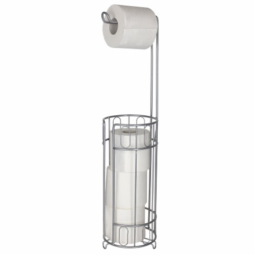 Home Basics Unity Free-Standing Dispensing Toilet Paper Holder, Silver Perspective: top